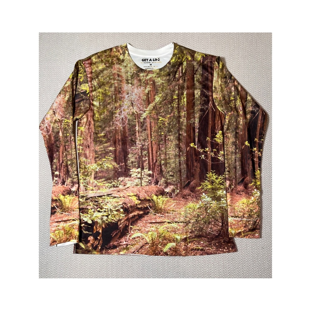 Get A Life Forest Trees Long Sleeve T-Shirt Nature Graphic‎ Crewneck Medium